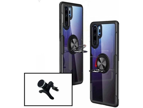 Kit Funda y Soporte Huawei P20 Lite Clear Armor Transparente y Negro