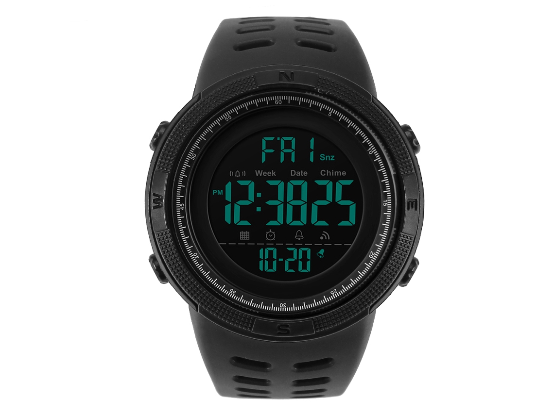 Reloj Deportivo Digital Para Hombre Con Retroiluminación, Resistente Al Agua Hasta 50 M, Negro.