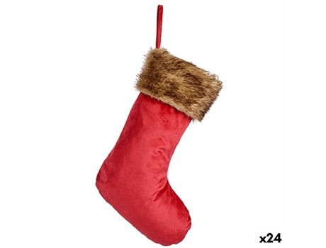 Adorno Navideño Calcetín de Navidad Terciopelo Rojo 27 x 3 x 46 cm (24 Unidades)