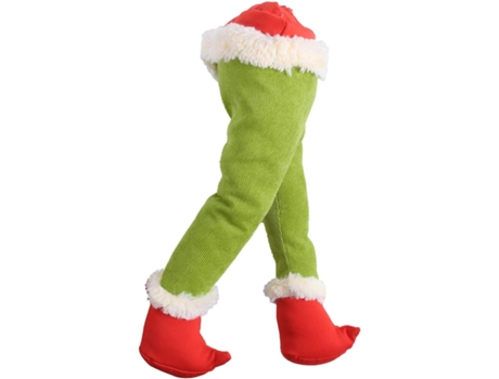Ladrón de Navidad, acero, Navidad, Grinch, arpillera, patas de felpa movibles para adornos navideños, piernas rellenas, muñeco de juguete