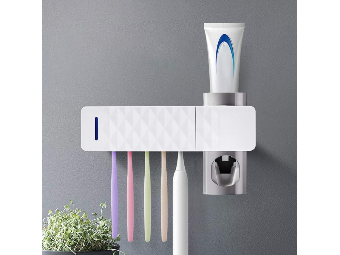 Estación de cuidado bucal sin esfuerzo, soporte de pared con ventosa superadhesiva, organizador inteligente para cepillos de dientes 3 en 1, plástico ABS