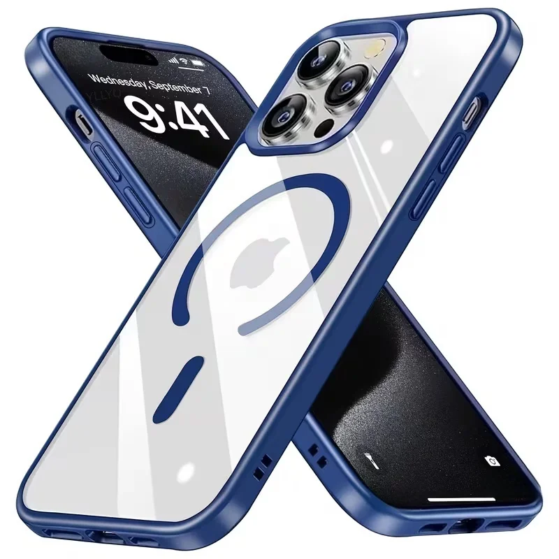 (azul Para Iphone 15 Pro Max) Funda Para Teléfono Con Función Inalámbrica Magnética Magsafe.