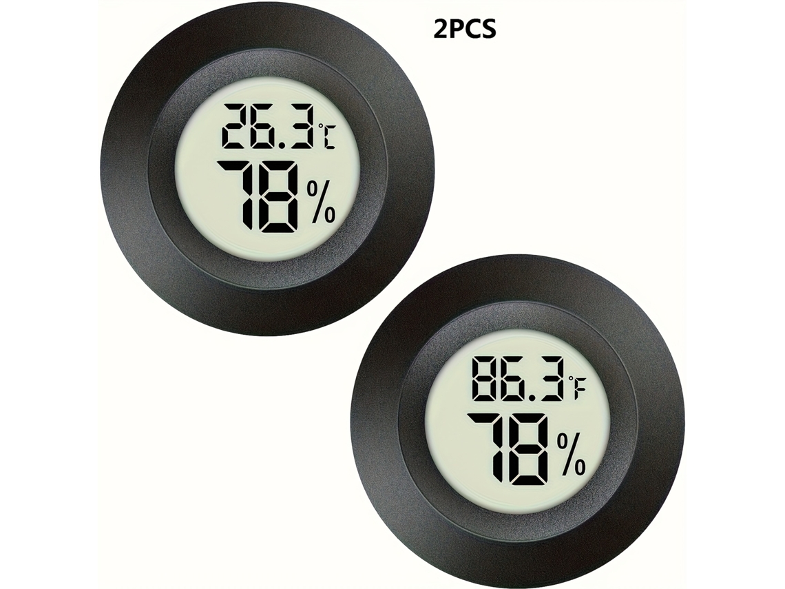 Set 2 Mini Termómetro E Higrómetro Digital Gran Pantalla Lcd, Doble Escala °c/°f Para Invernadero O Casa