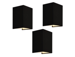 Set de 3 lámparas de pared Schwerin moderna 1x E27 60 W textil de lino 20 x 16 x 13 cm - Negro LUX.PRO