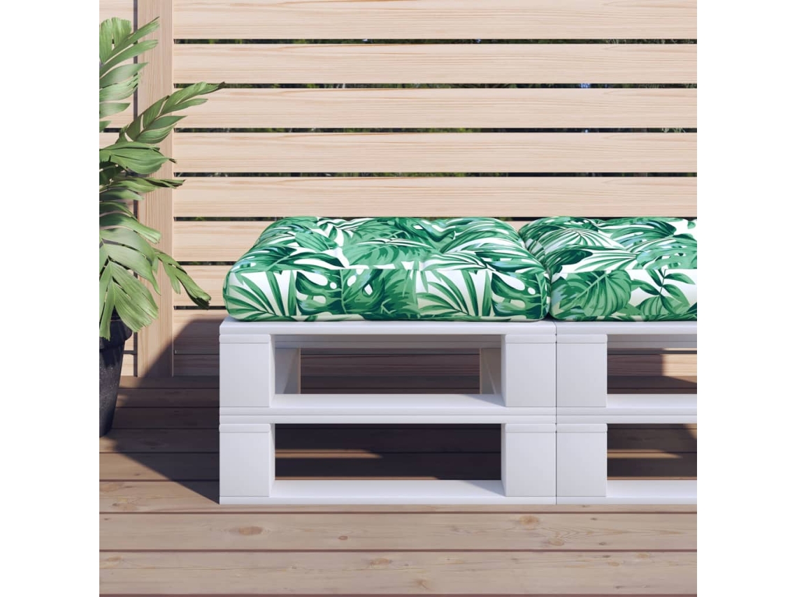 Cojín grande para sofá con estampado de palets, 58x58x10 cm, tela con estampado de hojas HARLANV1