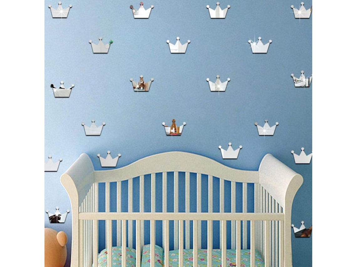 2026 Hermosas pegatinas de pared para dormitorio y sala de estar, decoración de fondo de pared, corona plateada B