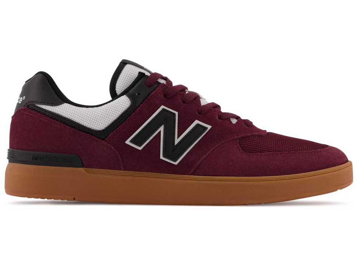 NEW BALANCE 574 Cuero natural, Hombre - Bordeaux)
