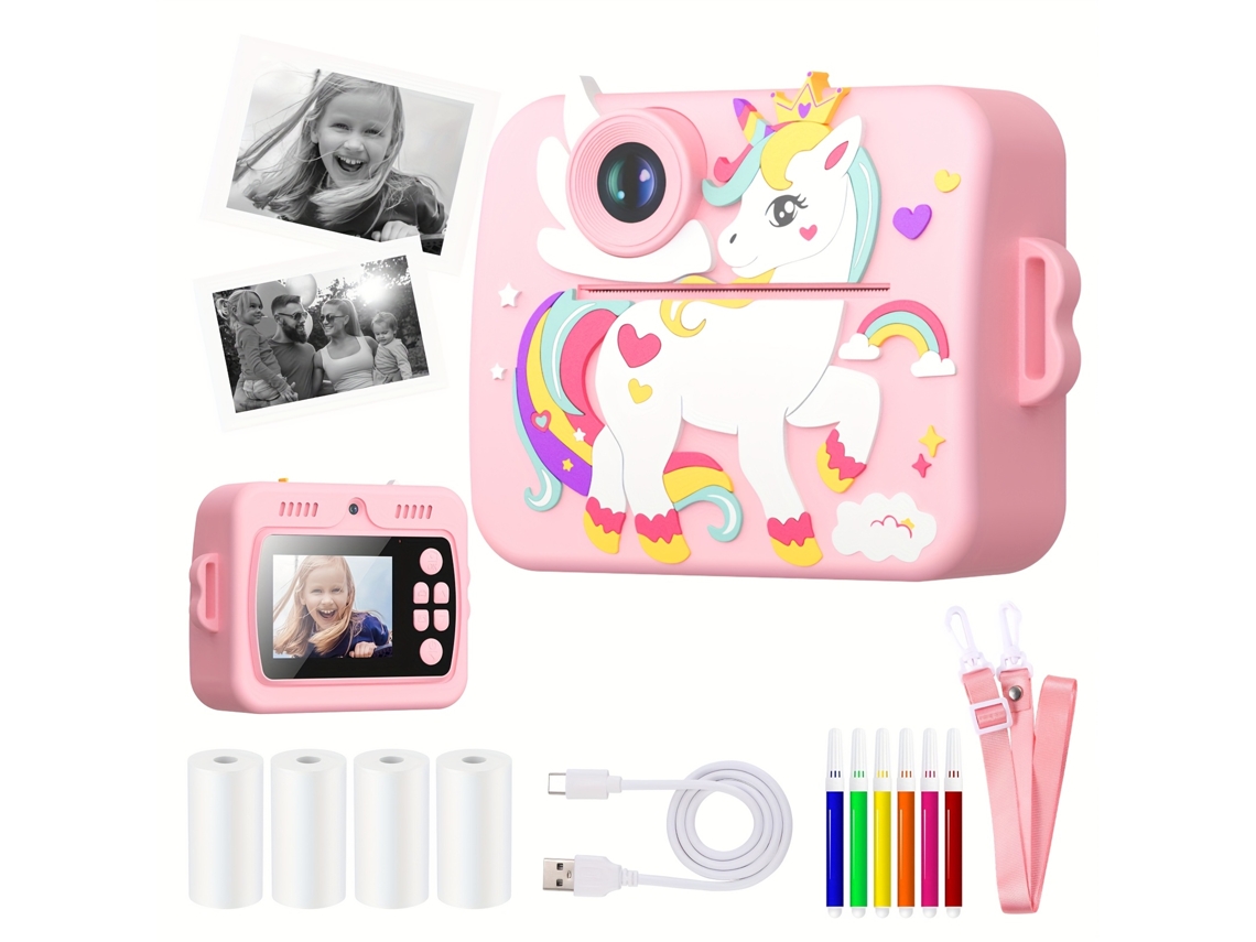 Câmara Digital Eifson Cámara De Impresión Instantánea Para Niños Cámara Dual Hd 1080p Rosa