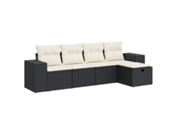 Maison Exclusive - Set De Muebles De Jardín 5 Pzas Y Cojines Ratán Sintético Negro
