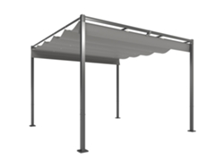 Pérgola de jardín de 3 x 3 m con techo retráctil, cenador, toldo, protección UPF30+, color gris.