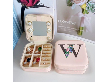 Caja de almacenamiento de joyas con espejo, joyero de madera de doble capa, caja de almacenamiento de pendientes HHZ
