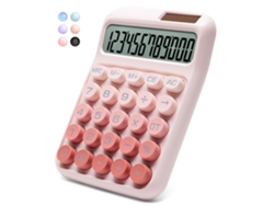 Calculadora Csyy con pantalla LCD grande de 12 dígitos, doble alimentación (solar y batería) (rosa)