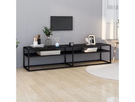 Mueble de TV 180X40X40,5 cm Vidrio Templado Mármol Negro MAISON EXCLUSIVE