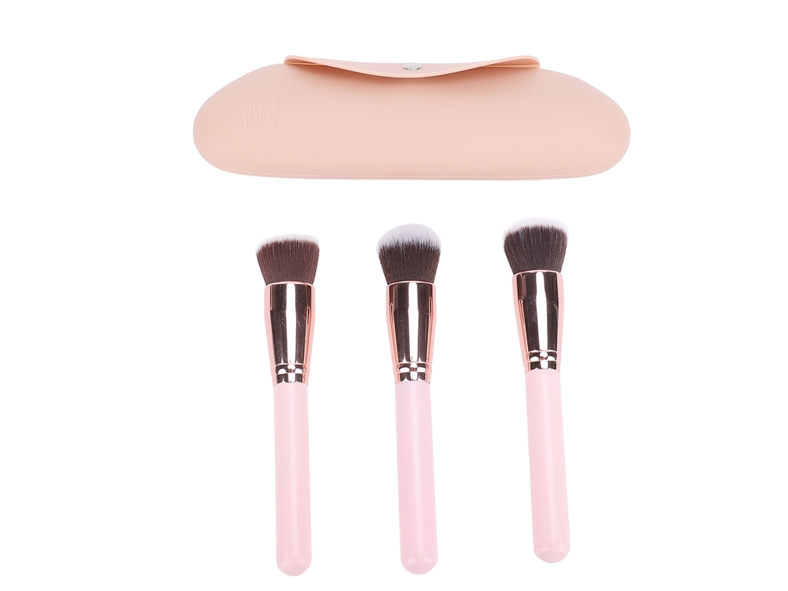 Juego De Estuches De Silicona Para Brochas Con 3 Brochas Para Viajes