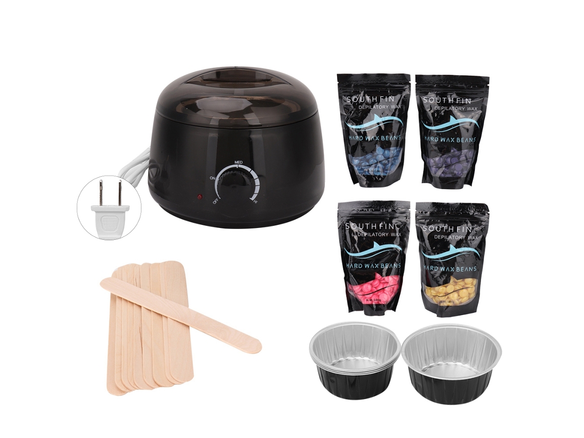 Kit De Depilação Com Aquecedor De Cera, Cera Depilatória, Palitos E Tigelas De Cera