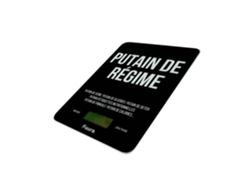 Báscula de cocina digital “p*tain de régime” Balanza electrónica original de 5kg/11lbs Báscula para alimentos multifunción Cristal y ABS 15 x 22 FISURA