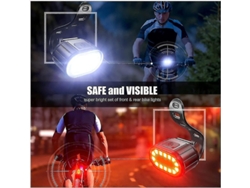 Faro Bicicleta Led Delantero/trasero Negro Yizhood