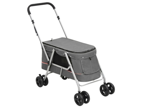 Cochecito para perros plegable tela lino gris 100x49x96 cm VIDAXL