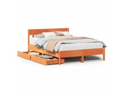 Maison Exclusive - Estructura De Cama Sin Colchón Madera Maciza Marrón 135x190 Cm
