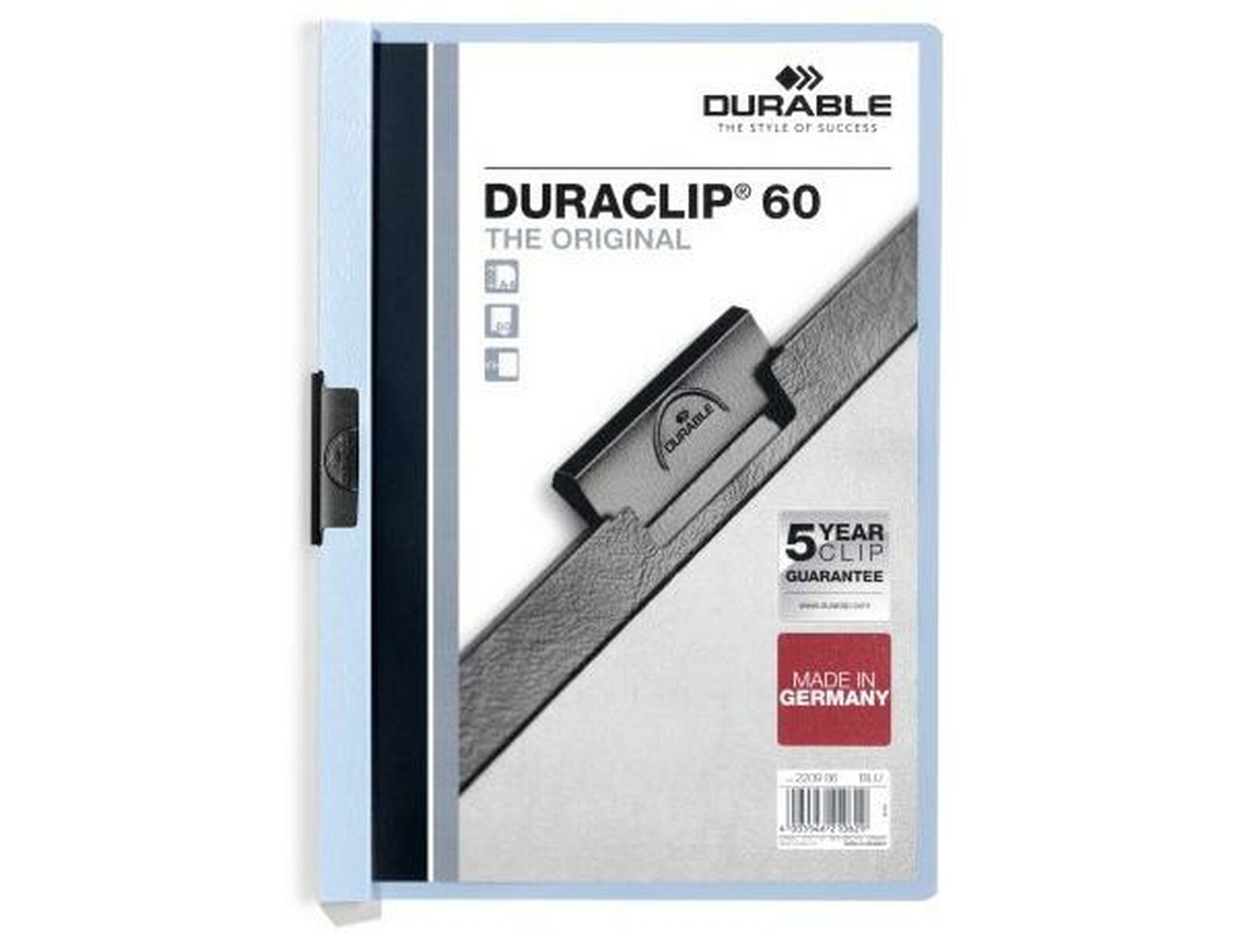 Carpeta Portafolios Durable Duraclip 60 Azul Transparente A4 25 Piezas