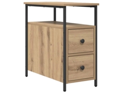 Mesilla de noche artesanal de roble 30x60x60 cm MAISON EXCLUSIVE