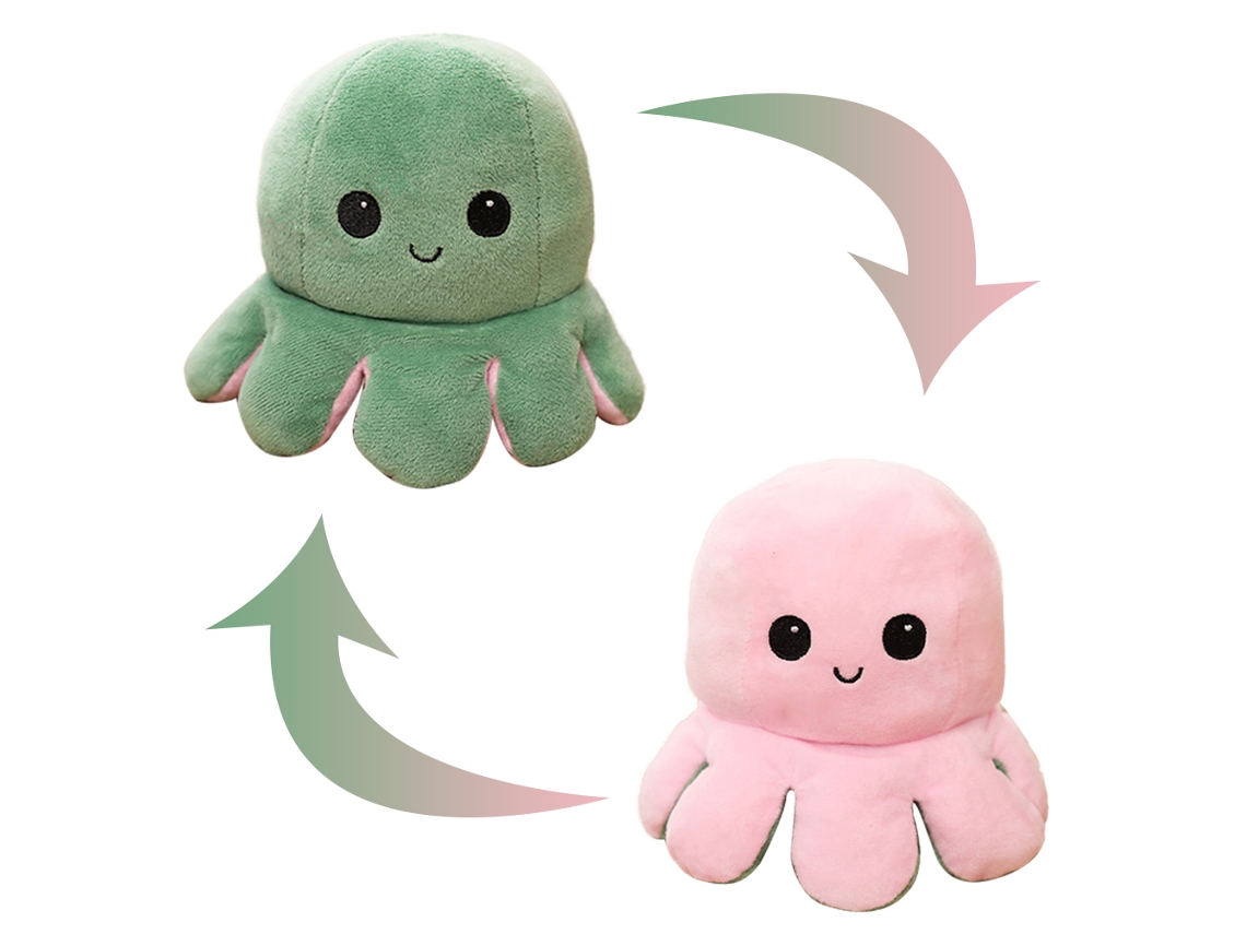 Peluche De Pulpo Reversible, Suave Y Seguro - Regalo Para Niños - 20 Cm