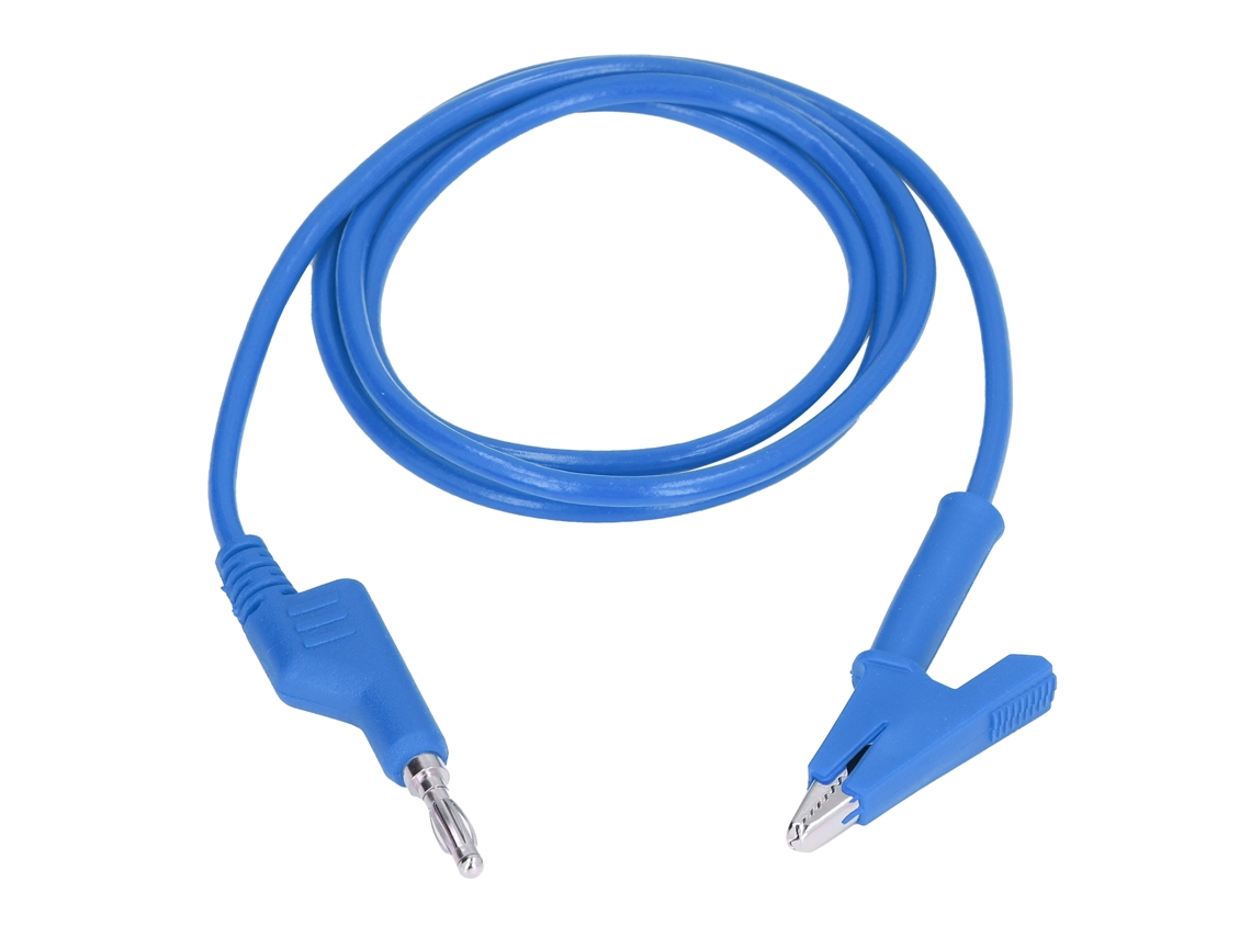 Fios de Teste com Gancho de Crocodilo, Plugue Banana 4mm, Azul, Flexível, 20A, 3000V | S/MARCA