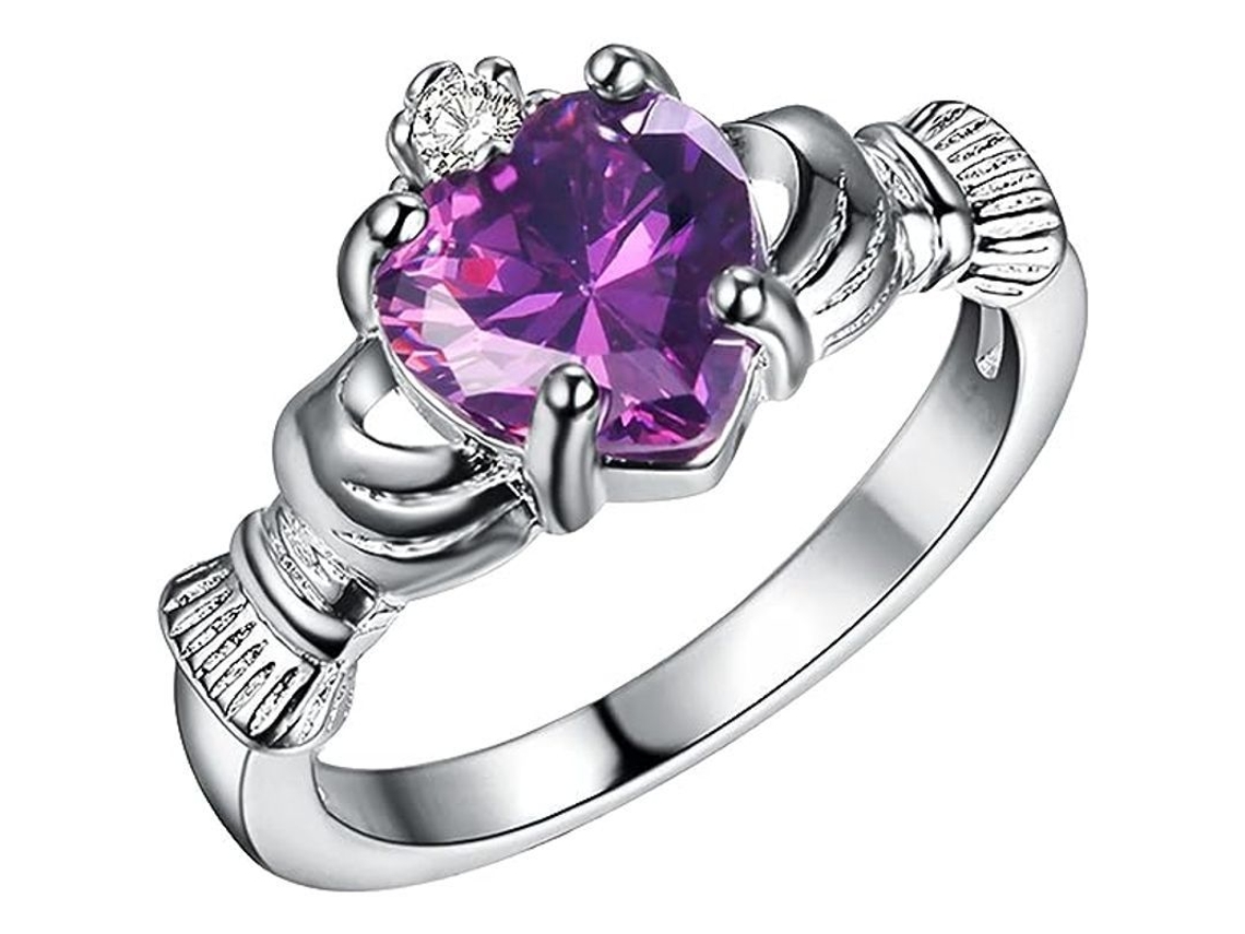 Anillos De Oro Placado Para Mujer Anillos Apilables Anillos De Amor Morados Regalo Ideal