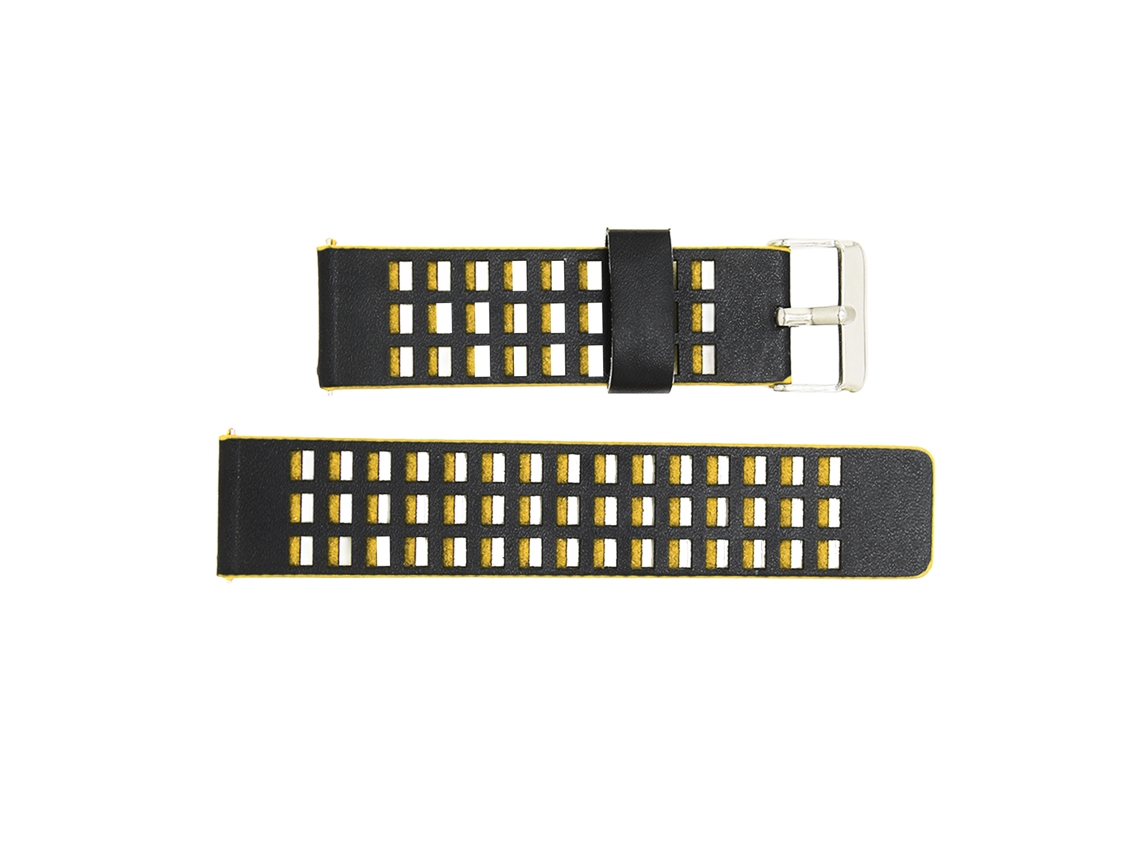 Pulseira De Couro 22mm Para Realme Watch 2/2 Pro E Amazfit Gtr 3 Smartwatch Bicolor Preto Amarelo