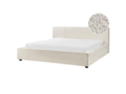BELIANI Cama doble Mirande de Bouclé Blanco 209x231x90