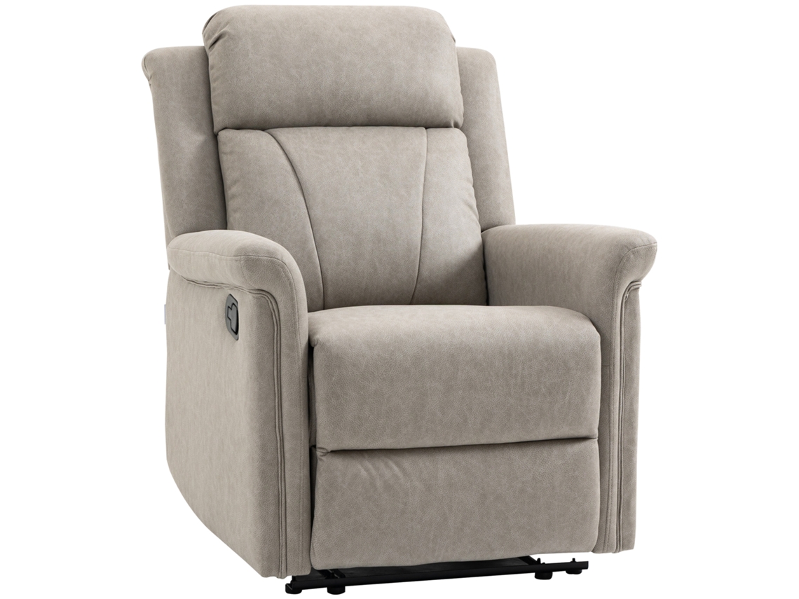 Sillón Reclinable Manualmente 135° Con Poggiapiedi, Poggiatesta Y Braccioli Imbottiti, 78x96x102 Cm, Grigio