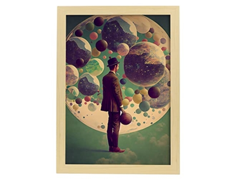 NACNIC Poster Horizonte Del Orbe En Estilo Surrealismo Cinematográfico Ilustraciones Y Grabados De Historieta Abstracta Y Artística A3 Marcos Madera