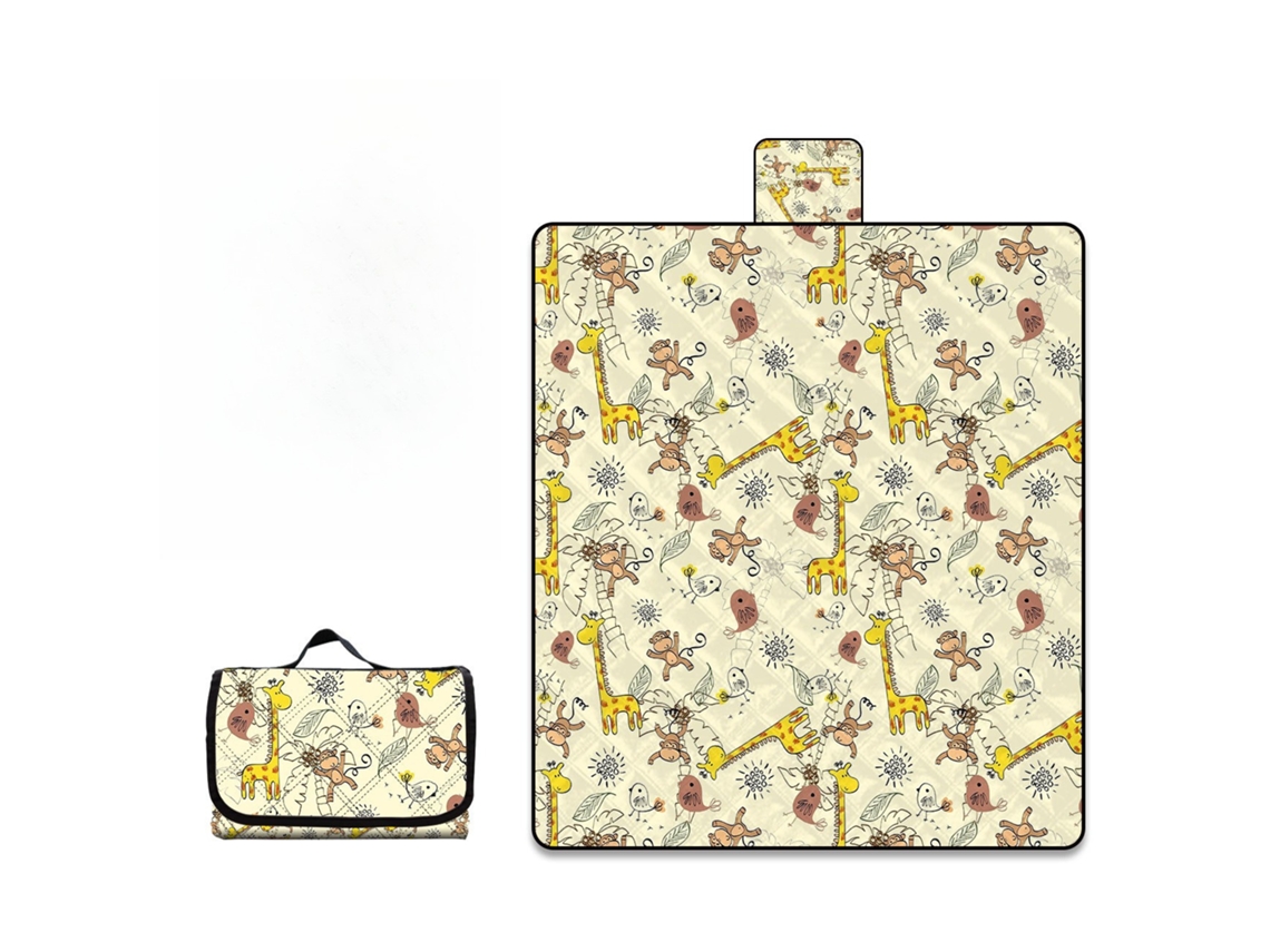 Esterilla De Picnic Impermeable Con Asa Portátil Y Plegable, Estampado De Dibujos Animados, 150x200cm (jirafa) Czhhmart