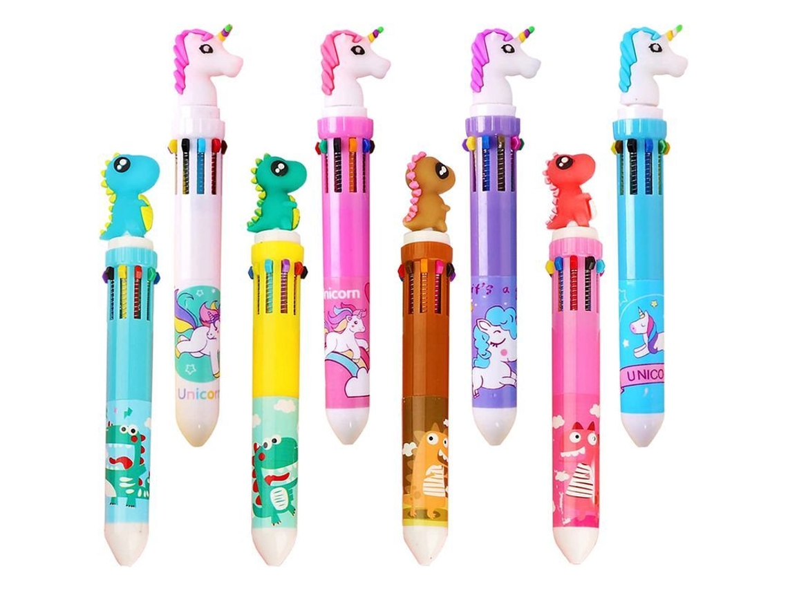 Juego De Bolígrafos Retráctiles, 8 Bolígrafos, 10 En 1, Set De Regalo, Diseño De Animales Multicolor, 0,5 Mm