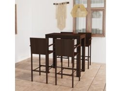 Juego de bar para exteriores con reposabrazos, mimbre marrón, PE, Dkd Home Decor