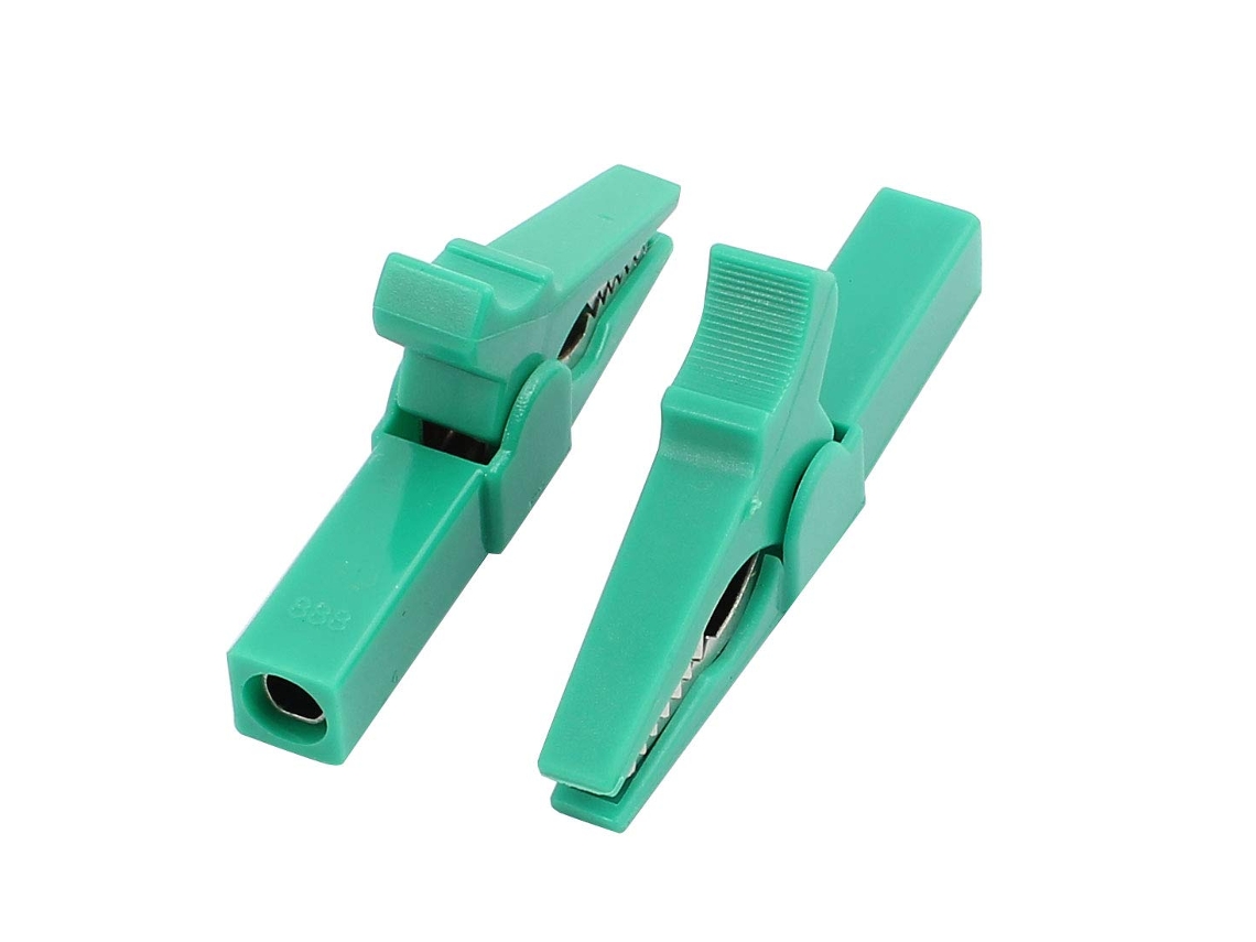 2 Piezas Multímetro 1500v 32a Rojo Aislado Plástico Recubierto Pinza De Cocodrilo De Metal Verde