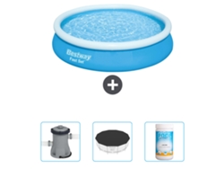 Piscina Hinchable Redonda Fast Set BESTWAY - 366 x 76 cm - Azul - Incluida Bomba - Cubrir - Cloro