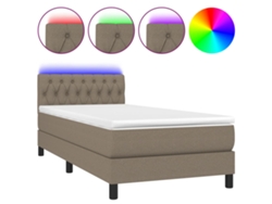 Maison Exclusive - Cama Box Spring Colchón Y Luces Led Tela Gris Taupe 90x200 Cm