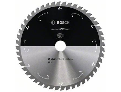 Disco de Sierra Circular BOSCH Standard para Madera Para Sierras a Batería 250x2.2/1.6x30 T48 para Sierras Meia-Esquadria