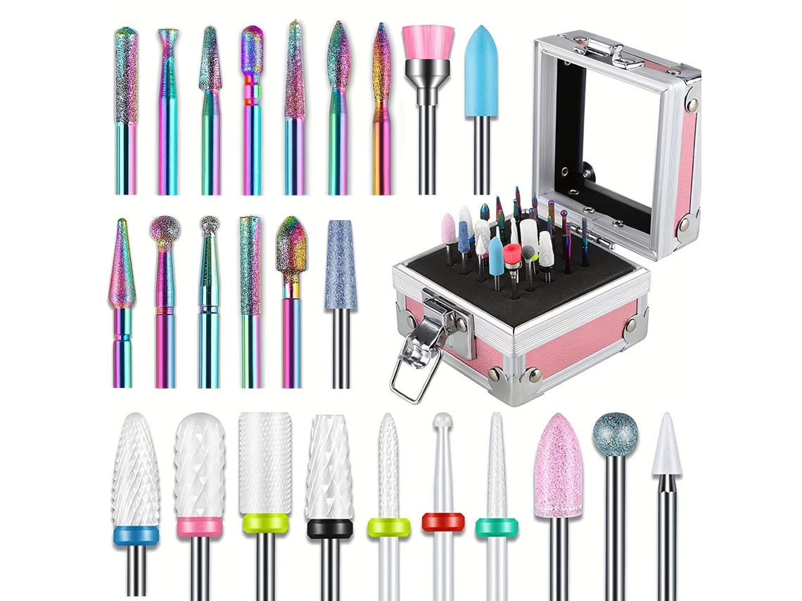 Kit de viaje con accesorios para cabezales de pulido de uñas - C