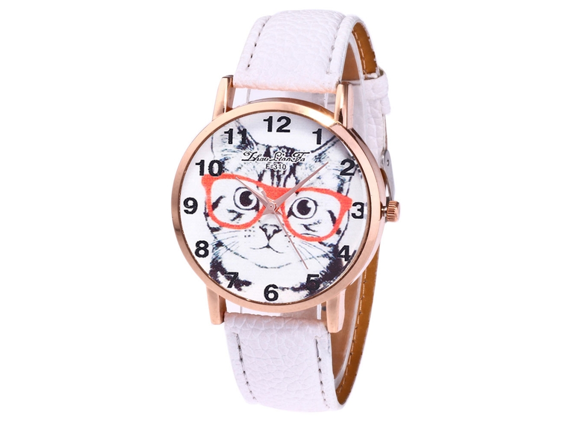 Reloj De Pulsera De Moda Para Hombre Con Correa De Cuero Y Esfera Redonda Blanca.