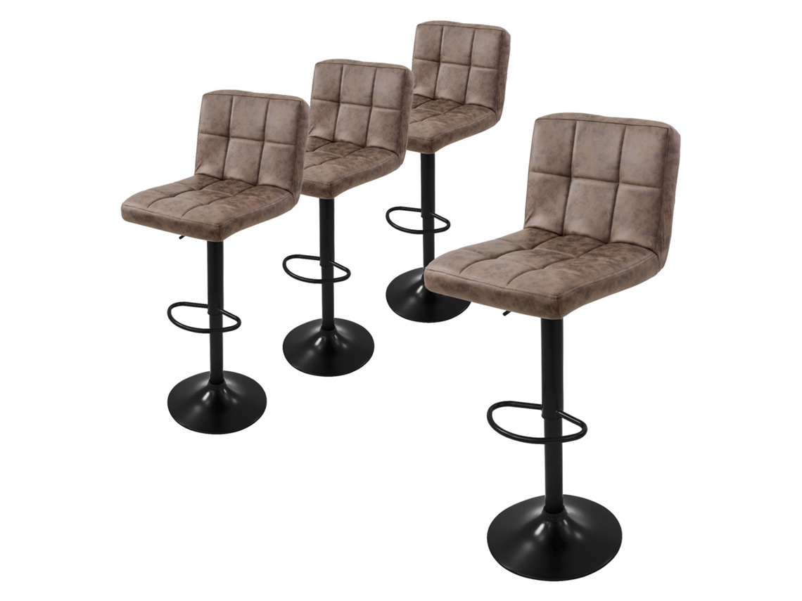 4X Bancos de Bar Castanhos Cadeiras com Assentos Ajustáveis Ao Encosto 63-83 Cm ML-DESIGN