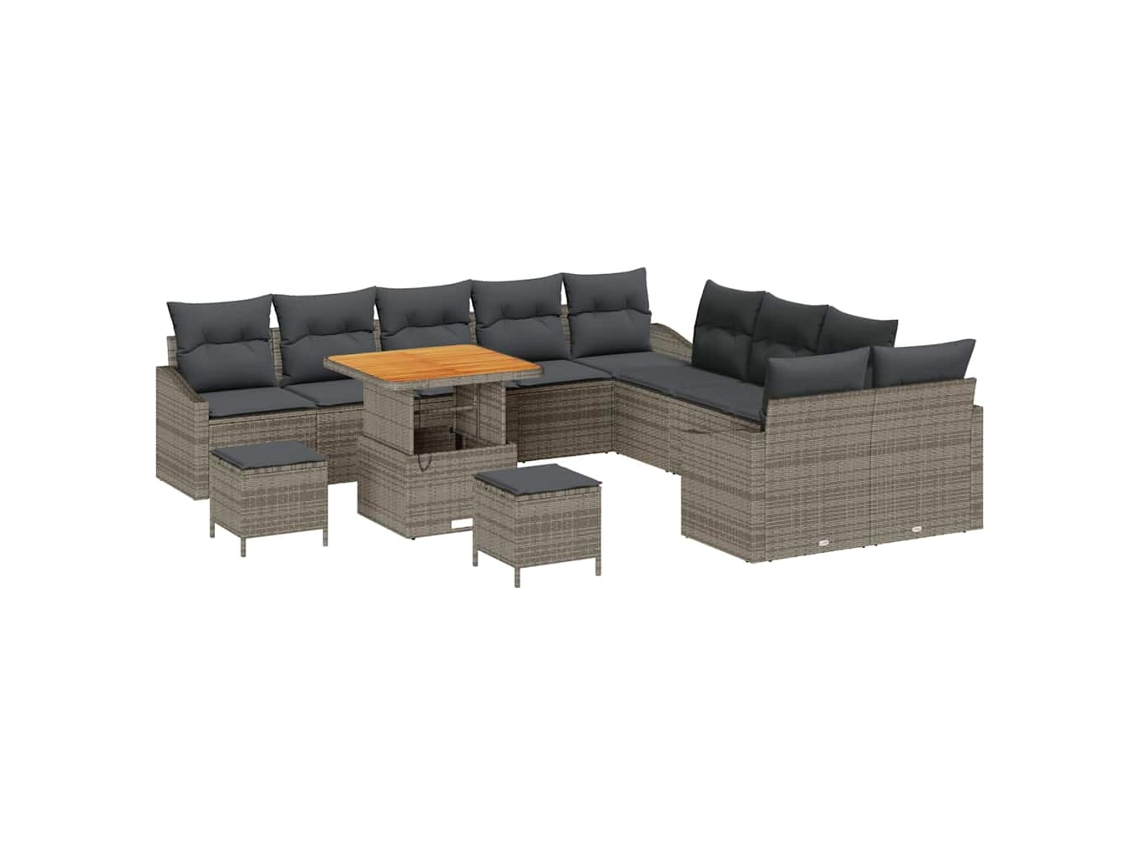 Maison Exclusive - Conjunto De Sofás De Jardín Con Cojín 13 Pcs Gris Poliratán