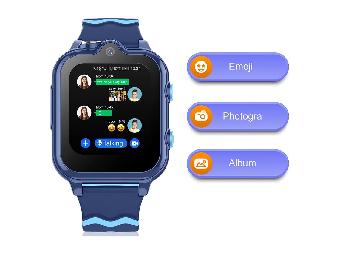 Smartwatch KLACK Smart para Ninos y Ninas con Localizador GPS y Smartwach Comunicacion 4G Azul Worten.es