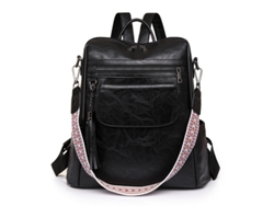 Mochila De Piel Pu Con Borlas Para Mujer, De Gran Capacidad, Negro Digitallab