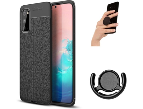 Carcasa, Popsocket y Soporte Samsung S20 Rugged Leather Negro