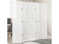 Biombo Separador | Separador De Ambientes De 5 Paneles Madera Maciza Paulownia Blanco