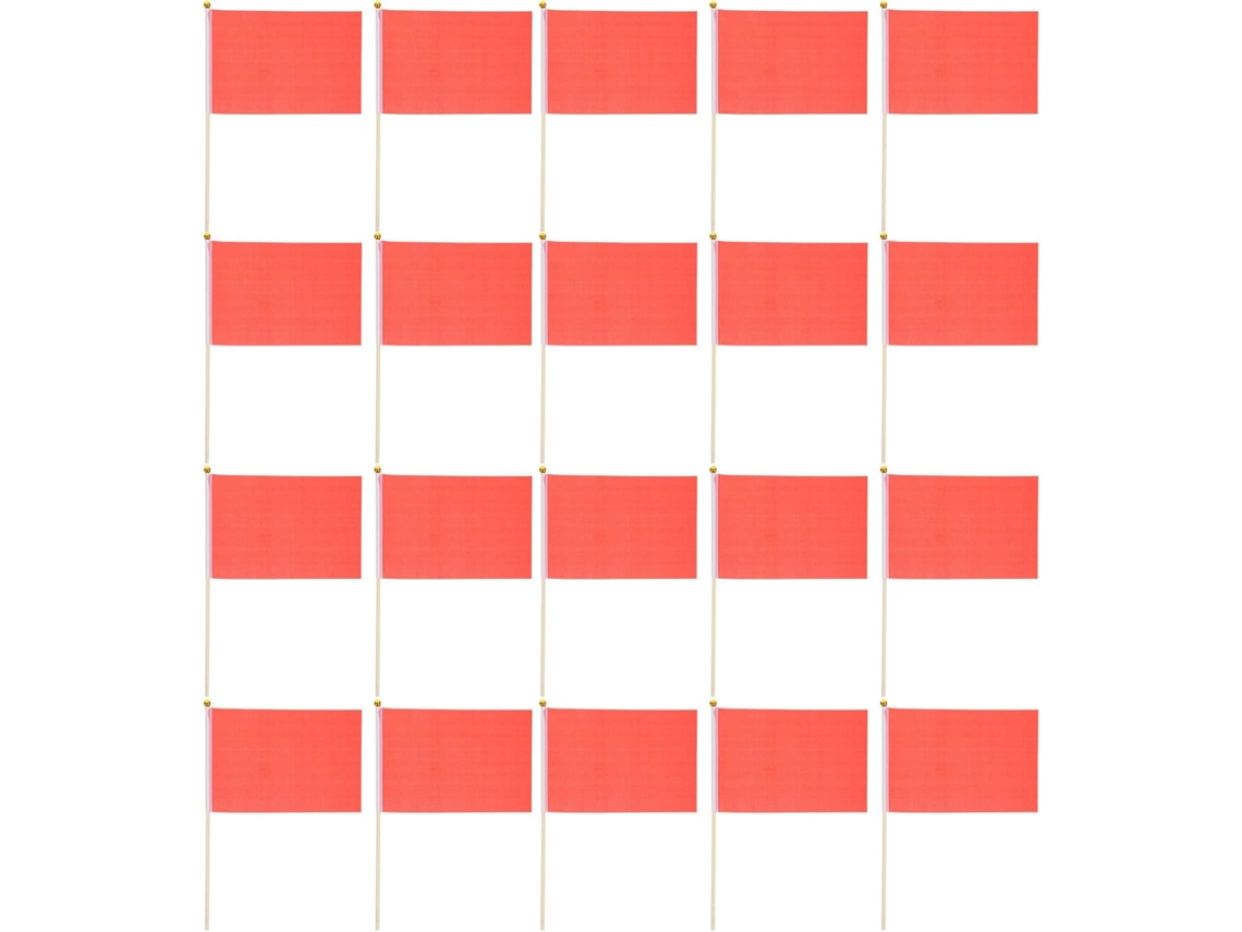 20 Mini Banderas Rojas En Palos De Poliéster 14x21 Cm Paquete De Piezas Para