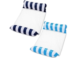 Hamaca Flotante Inflable Para Adultos Con Reposacabezas Y Reposapiés, 2 Piezas, Color Azul. Siurn