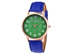 Reloj De Pulsera Unisex De Cuero Con Diseño De Grano De Lichi Azul, Resistente Al Agua, De Cuarzo.